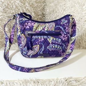 Vera Bradley Batik Leaves Purple Mini Andi Crossbody